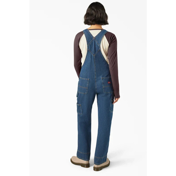 Dickies Women’s Relaxed Fit Bib Y2K preppy Overalls Jumpsuit Mid Wash XS A004182 - Picture 2 of 15